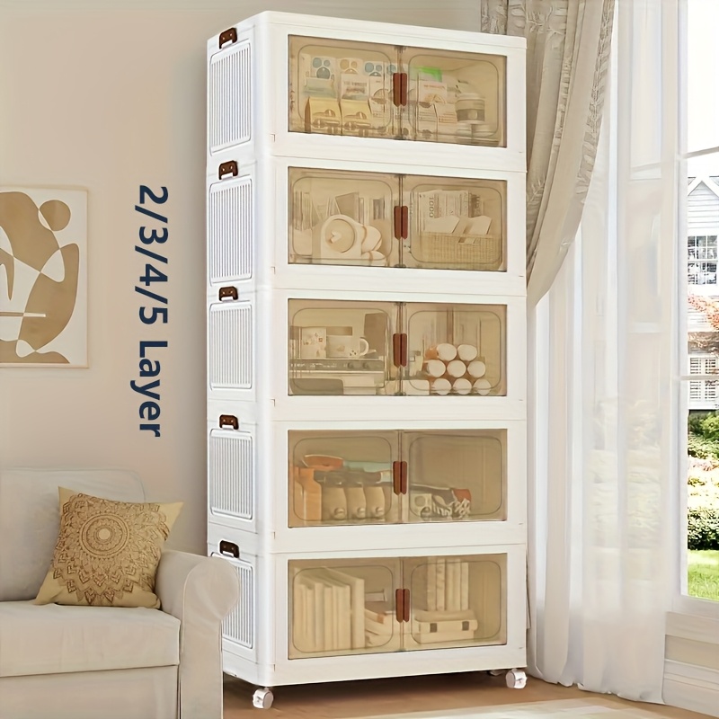 5 1 layer of folding a locker the kitchen bin large double     cabinet fittings furniture with cover and wheel large locker to store clothes snacks toys and books home office outdoor folding container 2 3 4 5layer