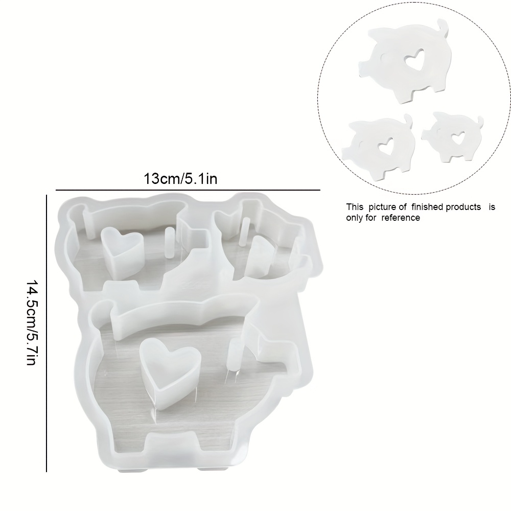 Pig Silicone Mold, 3-in-1 With Piggy Ornament Mold For Plaster Resin Cement Crafts, Silicone Animal Mold For