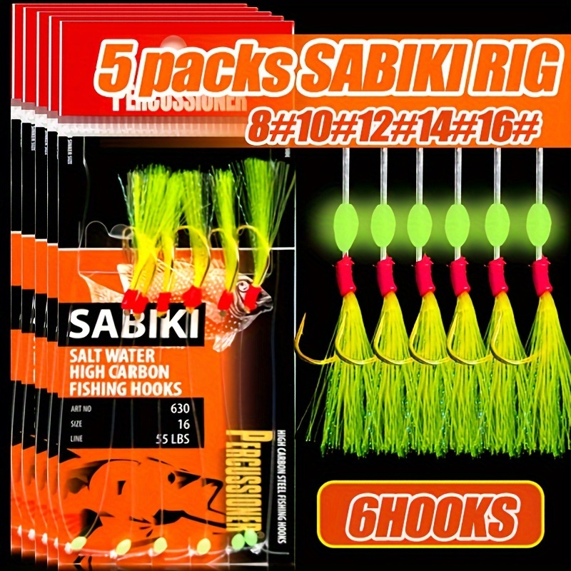 Image of Takbas 1/5pcs Fishing Set, Luminous Bead Fishing Set With Sharp Hooks, Sea Water Surf Fishing Set