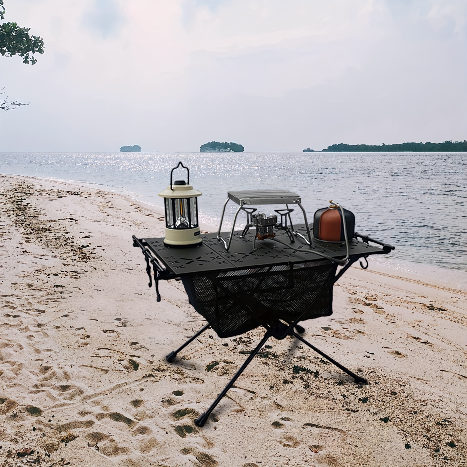

West Tune Portable Camping Table, Beach Table With Storage And Carrying Bag, Folding Igt Table, Ultralight Aluminum Compact Camp Table For Camping Beach Picnic