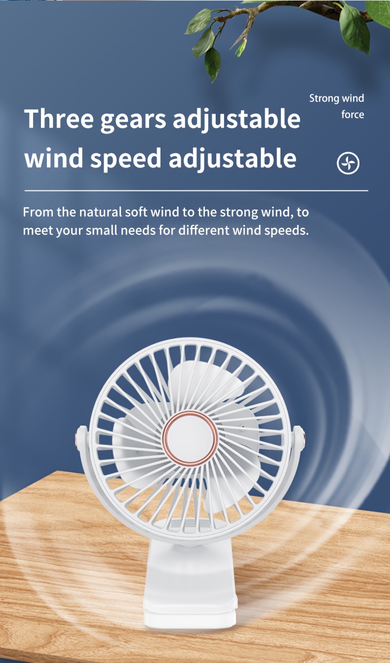   portable clip fan with 360 rotation high velocity personal table fan with rechargeable 800mah lithium battery usb charging   for dorm bedroom   circulation details 6