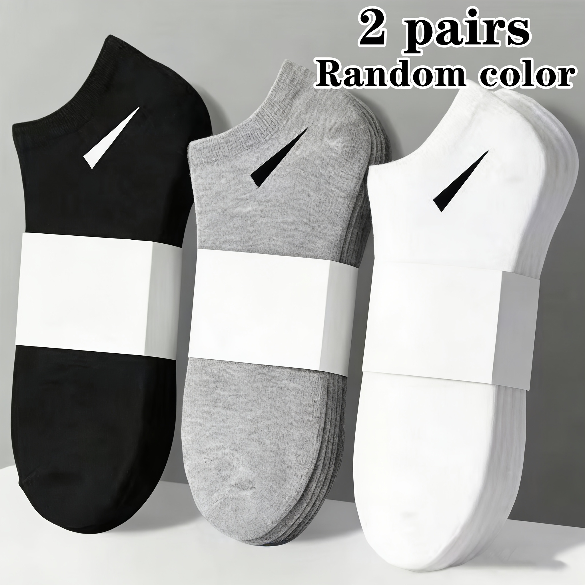 TEMU Lot de 2 paires de chaussettes décontractées couleurs pour homme, chaussettes basses respirantes et confortables de couleur aléatoire,