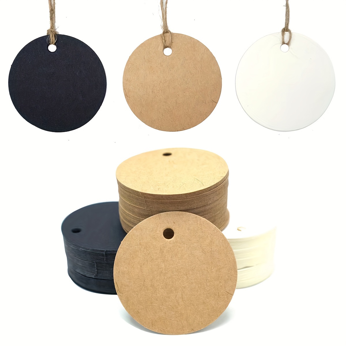 

100-piece Kraft Paper Gift Tags With Strings - Blank Round Hang Labels For Wedding Favors, Craft Projects & Gift Wrapping