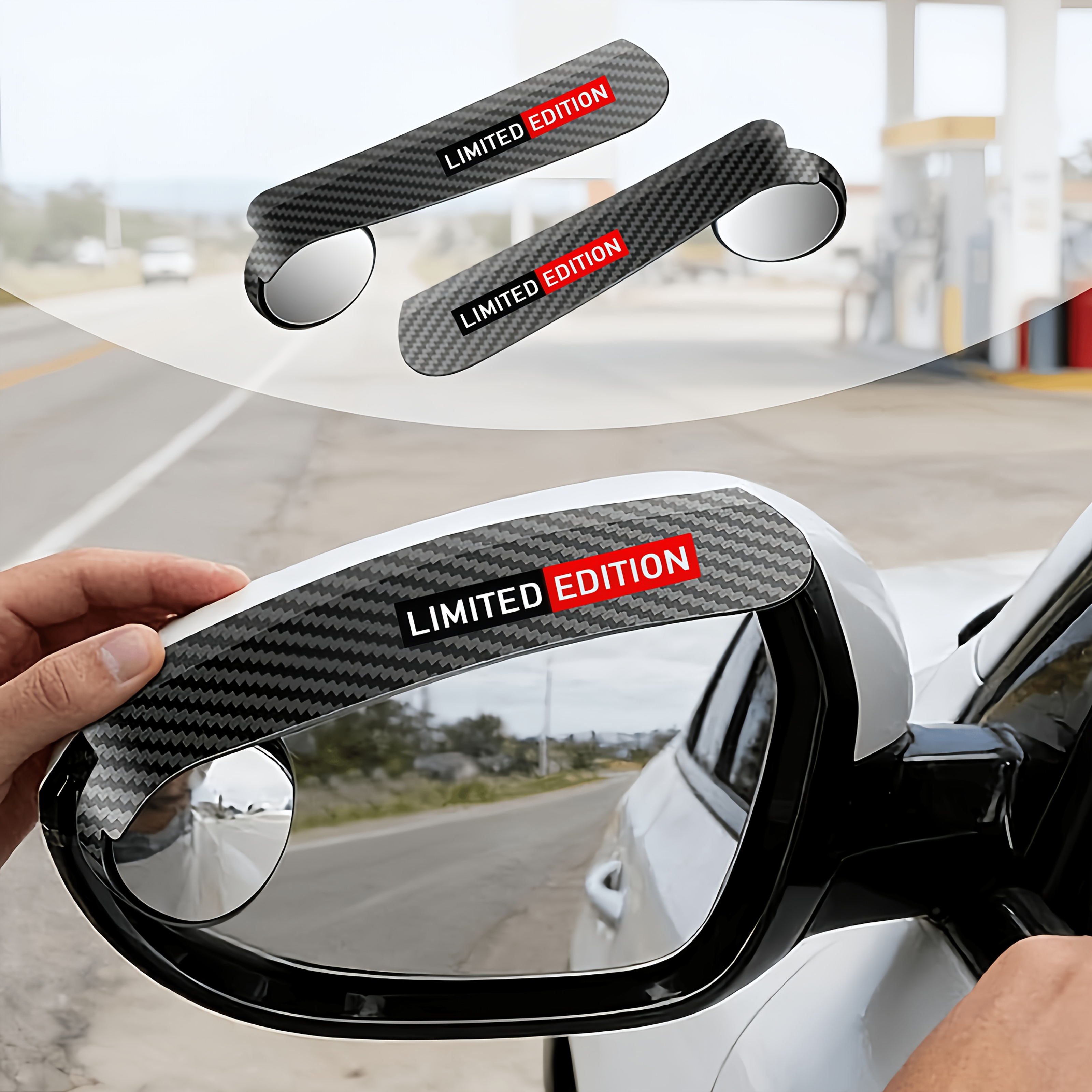 TEMU Edition 2pcs Set: & Blind-spot Mirror Combo. Carbon Ensures Durability. 360° Coverage Eliminates Blind Spots. Essential For Rain & Snow. Worries
