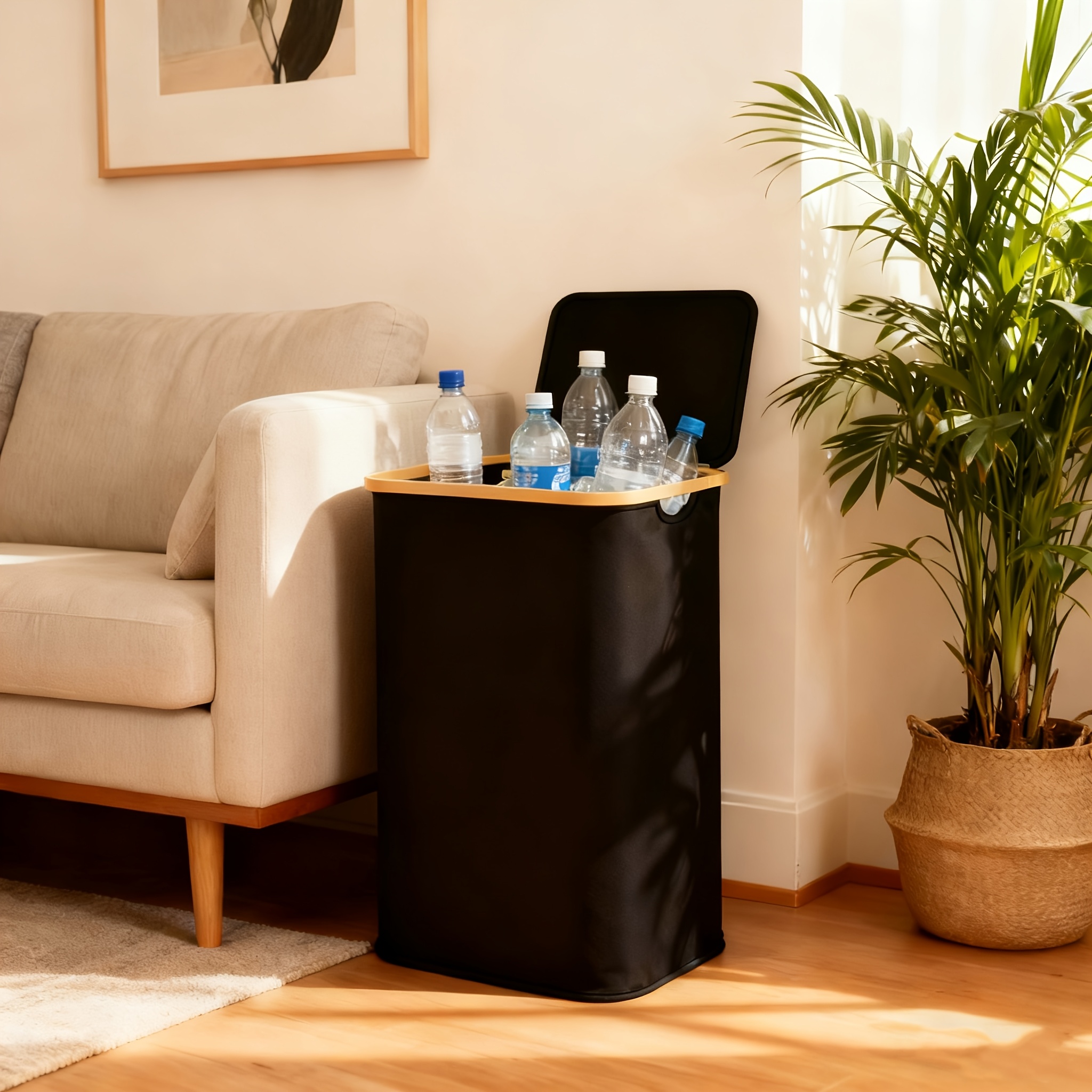 100-liter Heavy-duty Foldable Recycling Bin With Pull-out Lid & Sturdy Abs Construction - Indoor/outdoor Space- Storage Bin With