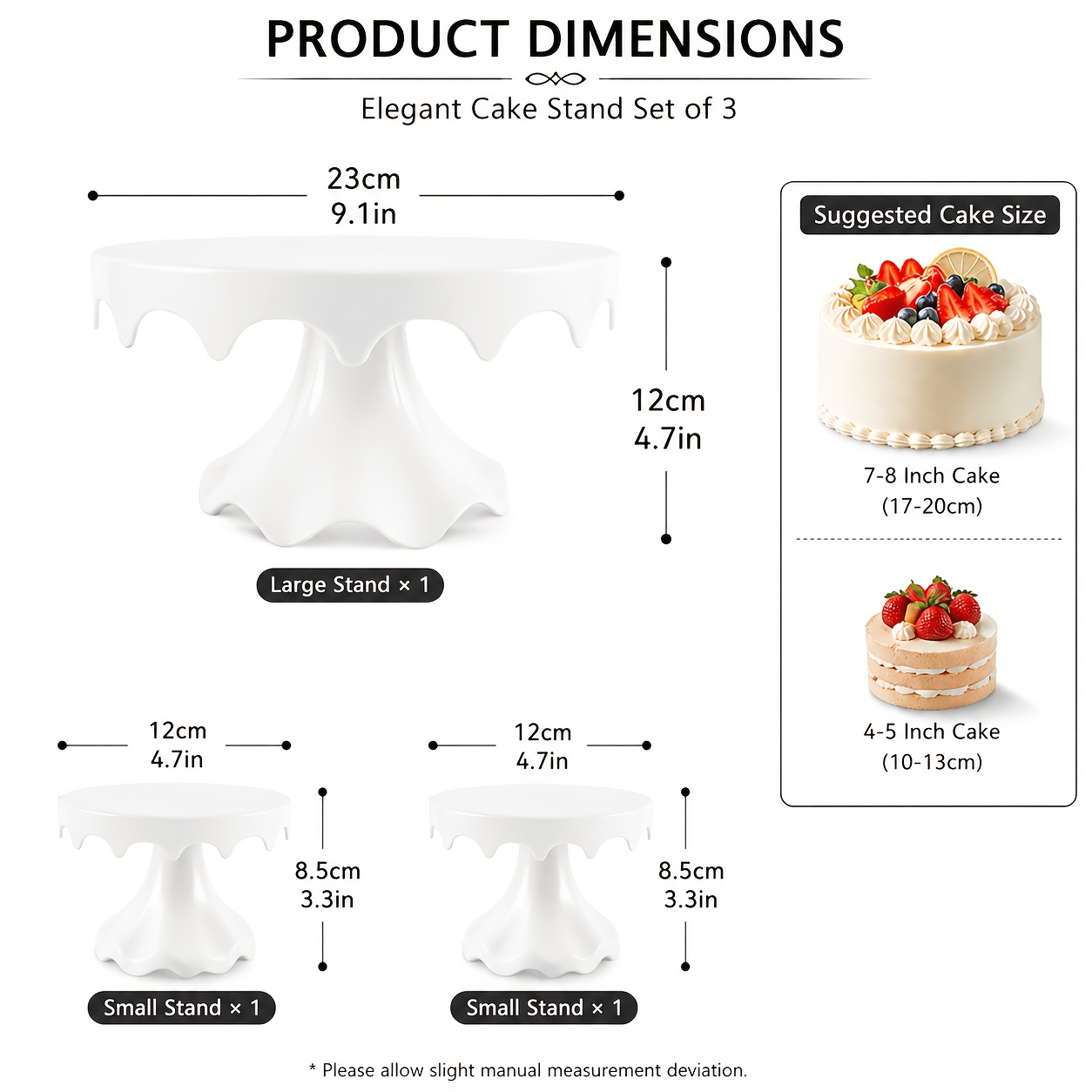 Image of 3pcs Cake Stand Set, Detachable Abs Plastic Dessert Display Pedestals, 1 Large And 2 Mini Cupcake Stands, Lightweight Reusable Cake Serving Trays For Wedding, Birthday, Party & Dessert Table Decor