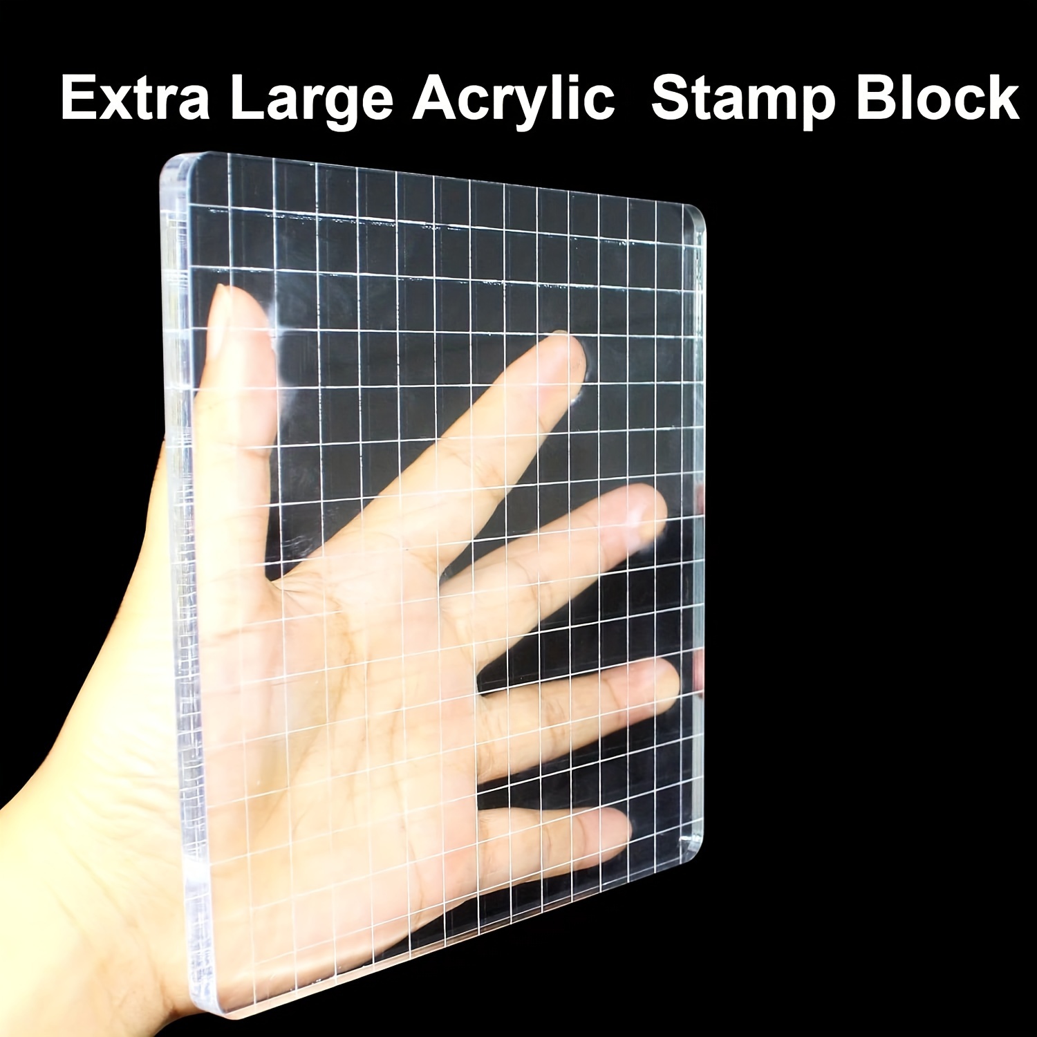 

1pc Large Stamp Blocks 6 Inches Acrylic Clear Stamping Blocks Tools With Grid Lines For Scrapbooking Crafts Making