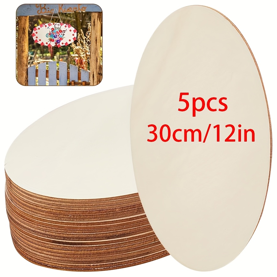 TEMU 5 stuks houten ovale onbeschilderde houten bord, leeg hangend houten bord, doe-het-zelf knutselproject, houten bord voor deur- en wanddecoratie,