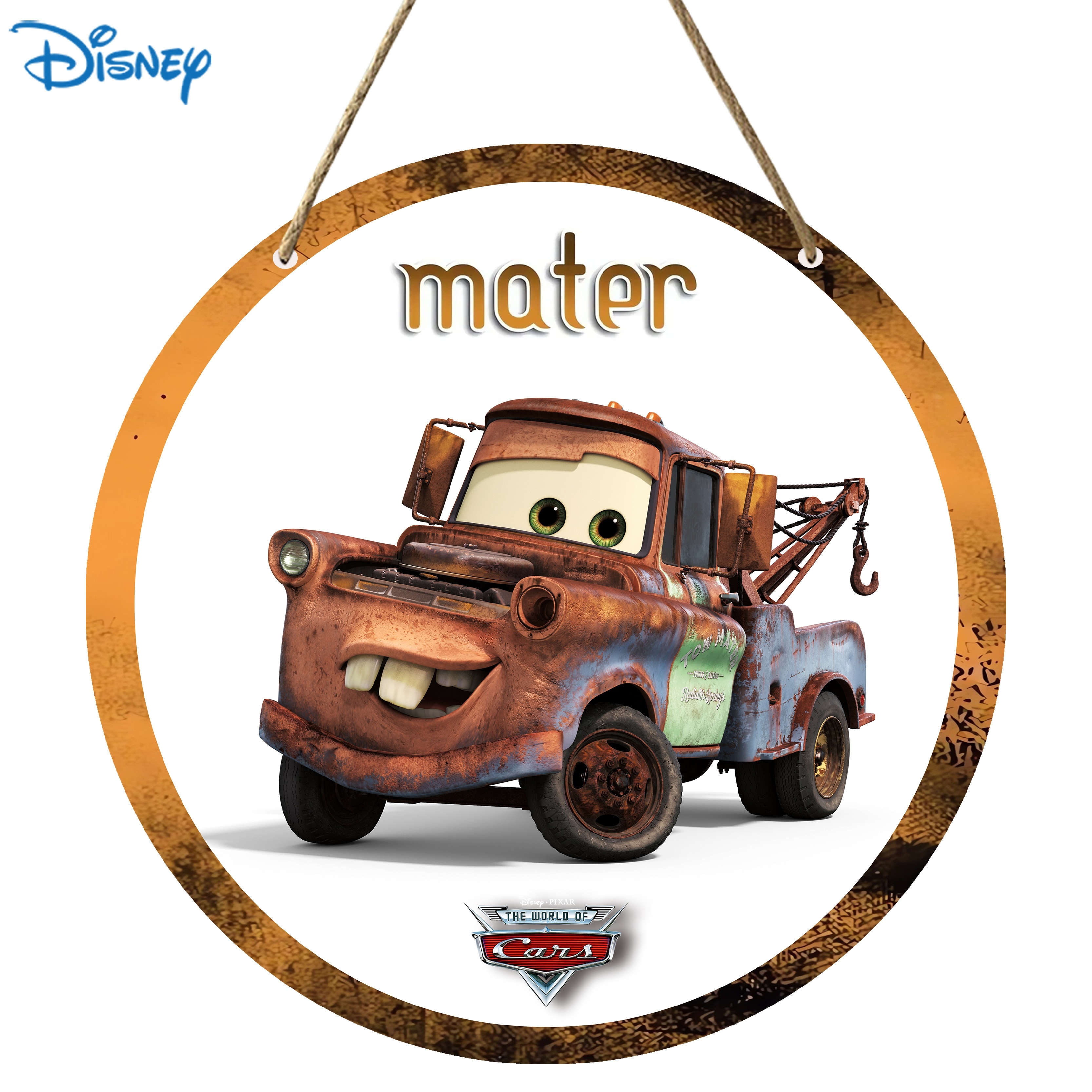 1pc * Cars Mater Wooden Sign (8''x8''/20cm*20cm)* Garland Sign * Wood Sign  * Wooden Welcome Sign, Round Wooden Plaque * Ha