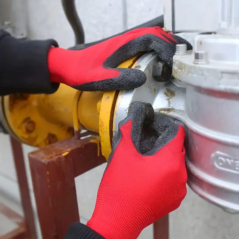 20pcs 10 pairs pu coated nylon safety gloves red black anti slip foldable washable lightweight for work construction gardening durable protective gloves construction outdoor workers 7