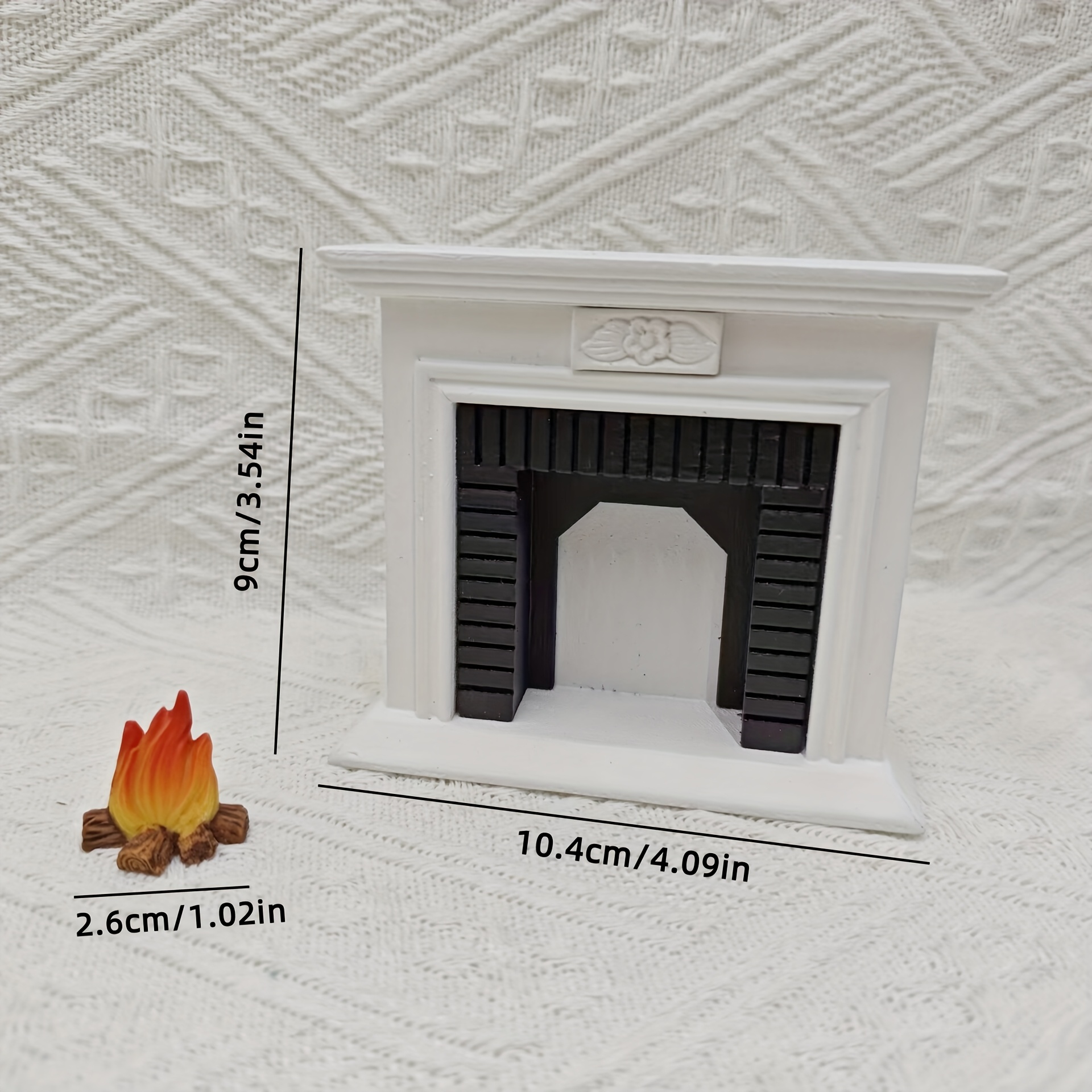 Image of 2pcs, Dollhouse Decoration, Mini White Fireplace Model, Flame Model, Scene Matching Decorative Props, Pocket Scene Components, Collectible Gift For Hobbyists And Enthusiasts