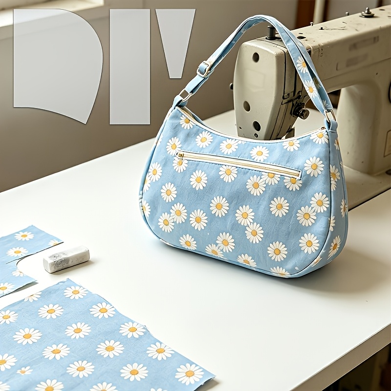 TEMU 3pcs Set Of Fashionable And Versatile Floral Shoulder Bag Sewing Templates For Retro Bag Making, Durable Pet Material, Handbag And Crossbody Bag