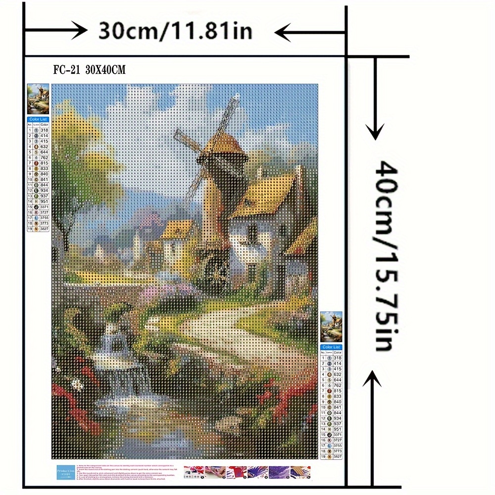 Scenic Cottage Diamond Painting Kit, Round Acrylic Diamonds, Diy Craft 11.81x15.75 Inches