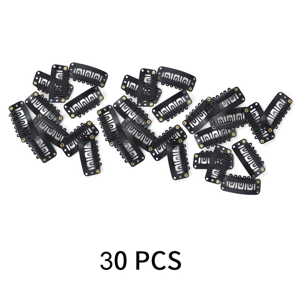 E-shop 30 Stück U-Form Haarspangen mit Druckknopf | 6 Zähne, starker Halt, einfach zu verwenden, 3,3 cm/1,3 Zoll große Größe, Schwarz,