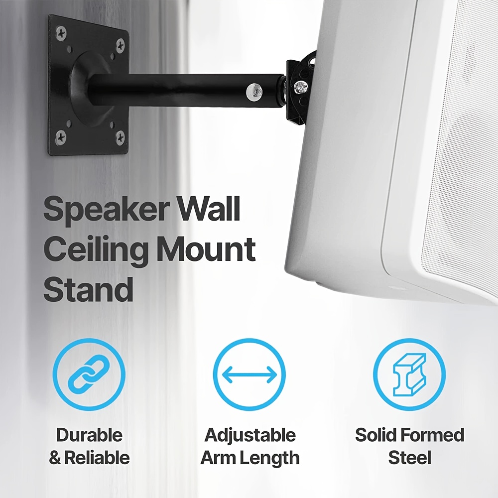2pcs Metal Speaker Wall Brackets Holder Mount, Adjustable Tilt Swivel