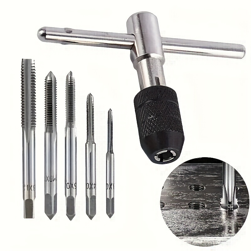 

6- Tap Set, T- , For M3-m8 , Metal Tool Kit For Diy & Use, Suitable For Metal, Aluminum, Plastic & Wood