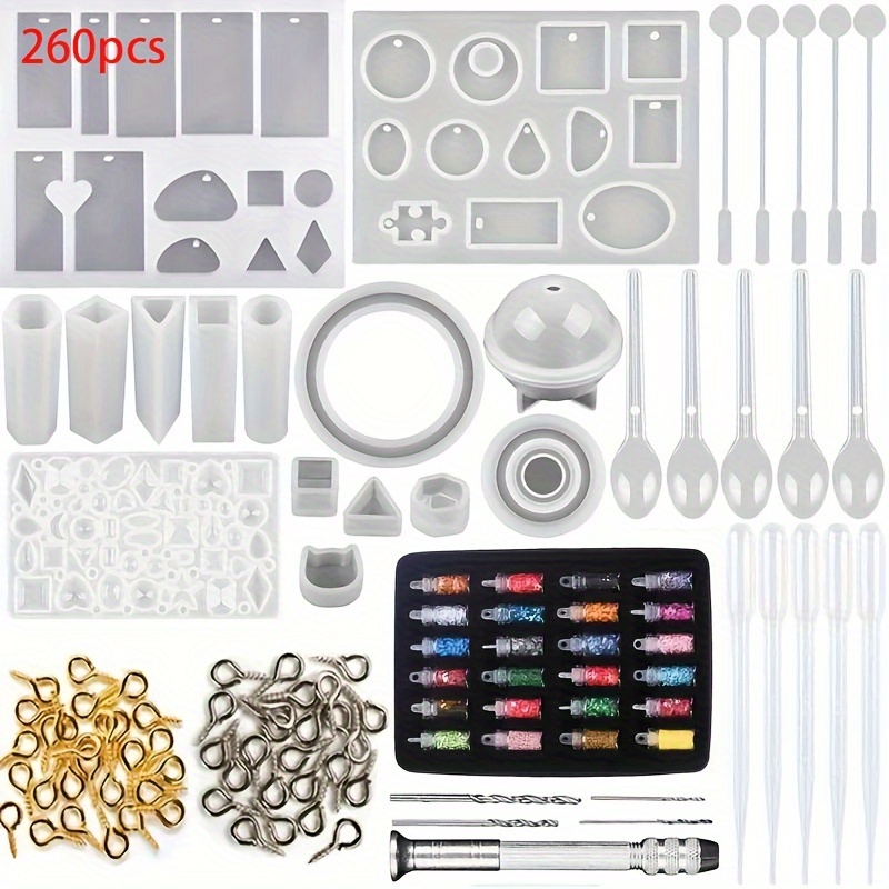 

260pcs Casting Molds Set, Rectangular Epoxy Kit For , , Necklaces, Pendants, Keychains,