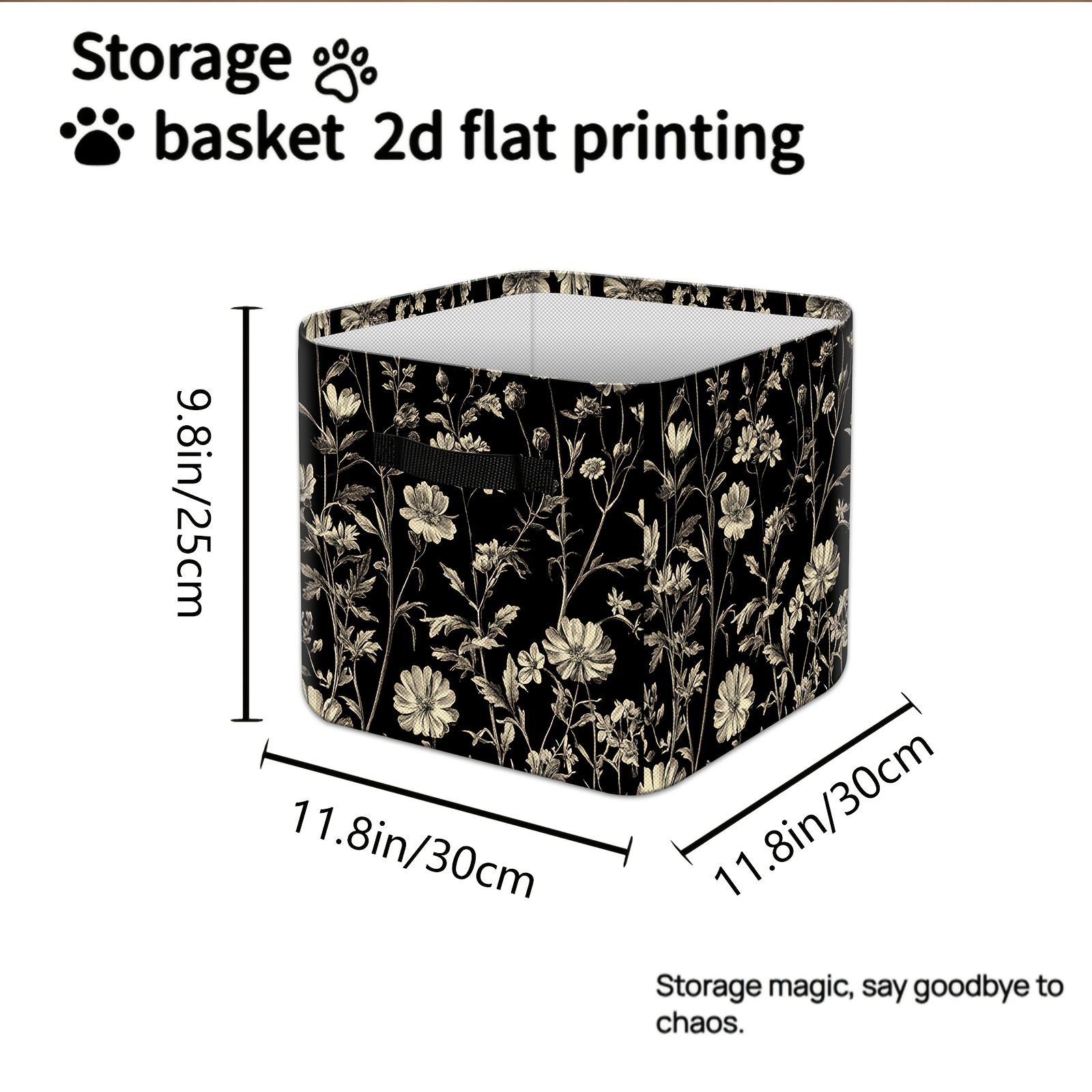 TEMU Cesto portaoggetti pieghevole - Dimensioni: 30cm x 30cm x 25cm, Organizzatore per la casa, Cesto con design vintage di tendenza con e dorati e
