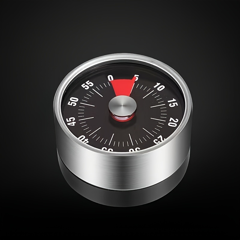 E-shop Multifunktionaler Küchen-Timer aus Edelstahl - Magnetisch, 60-Minuten-Mechanischer Countdown, Batterielos, Geeignet zum Kochen und Lernen, mit