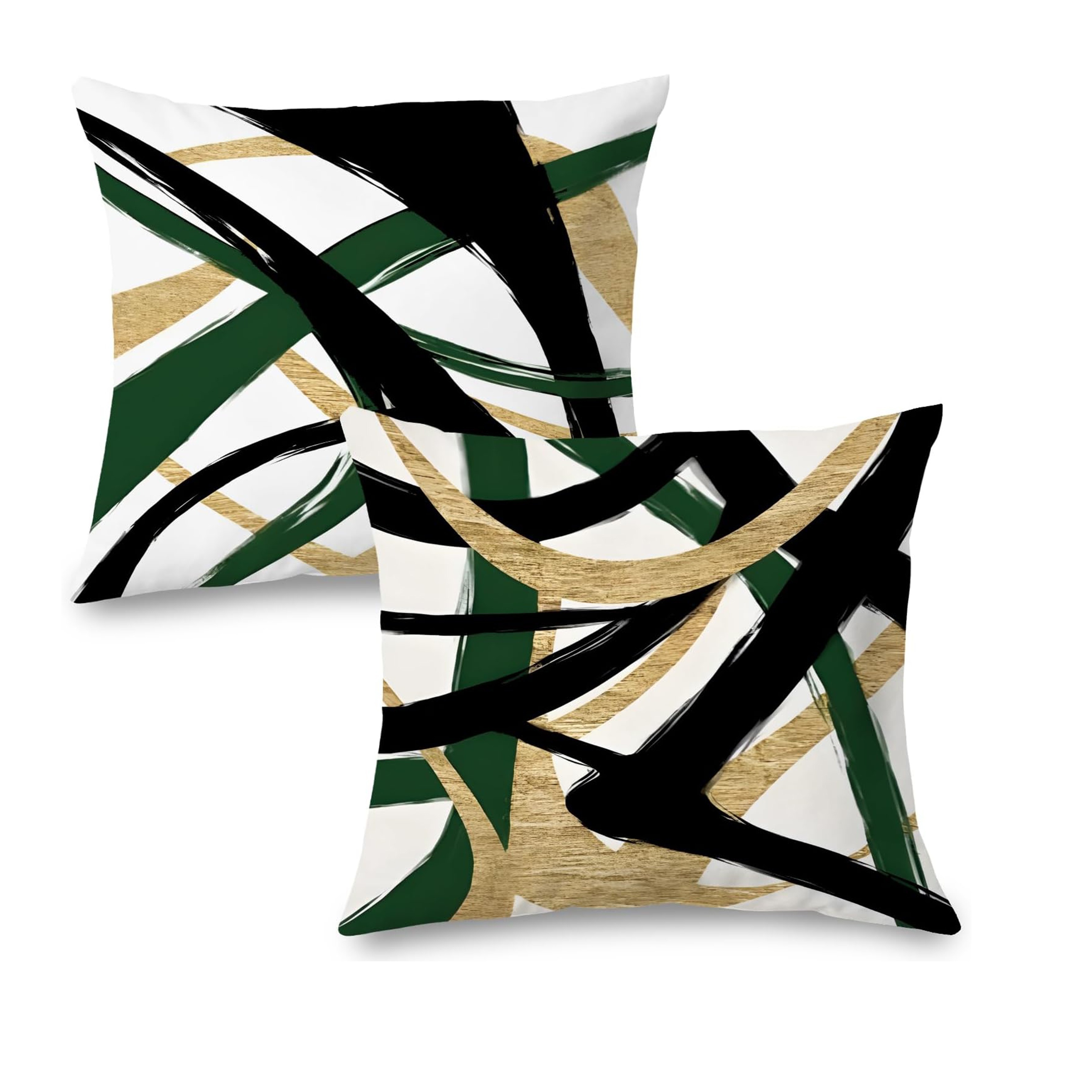 

2pcs Chic Polyester Pillow Covers - Abstract Black & , Couch & Bed Decor, Machine Washable, Zip Closure, Multiple Sizes (16x16", 18x18", 20x20") - Inserts Not Included