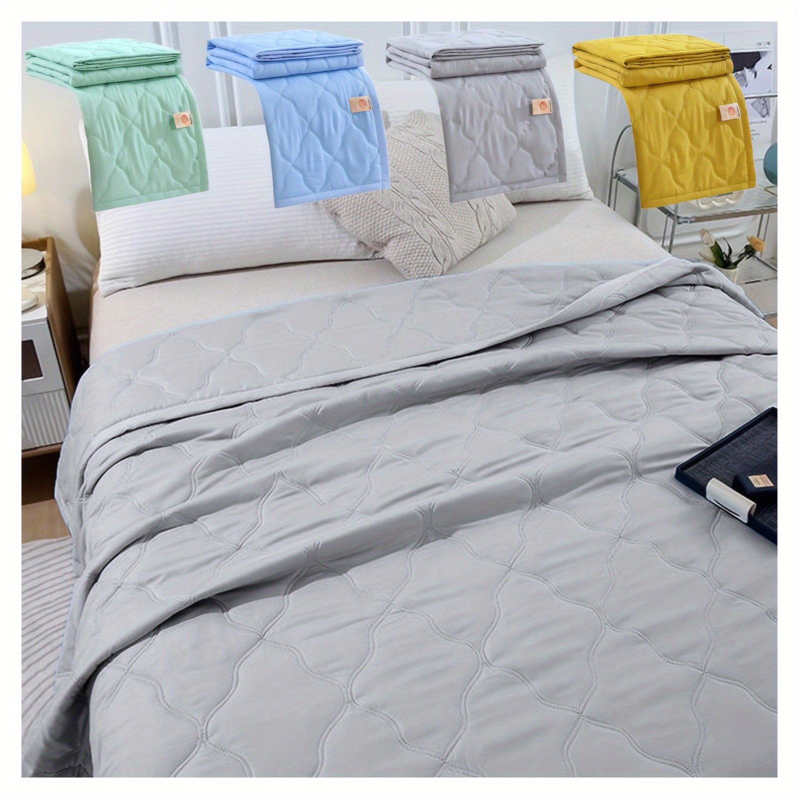 

Cool Summer Quilt, Conditioner Blanket, Skin-friendly Solid Color Printing Washed Cotton Quilt Breathable Quilt, Easy To Wash And Care 140x100cm