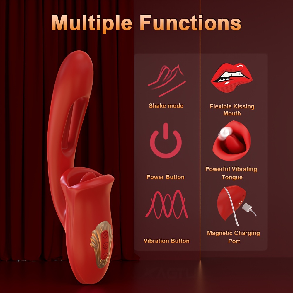 g-punkt-  für erwachsene, zungenrose-sexspielzeug-dildos mit klitorisstimulator und 10 leck- und saugmodi sowie 10 vibrationsmodi und klapplen-klitorisstimulator für   Produktdetails 3