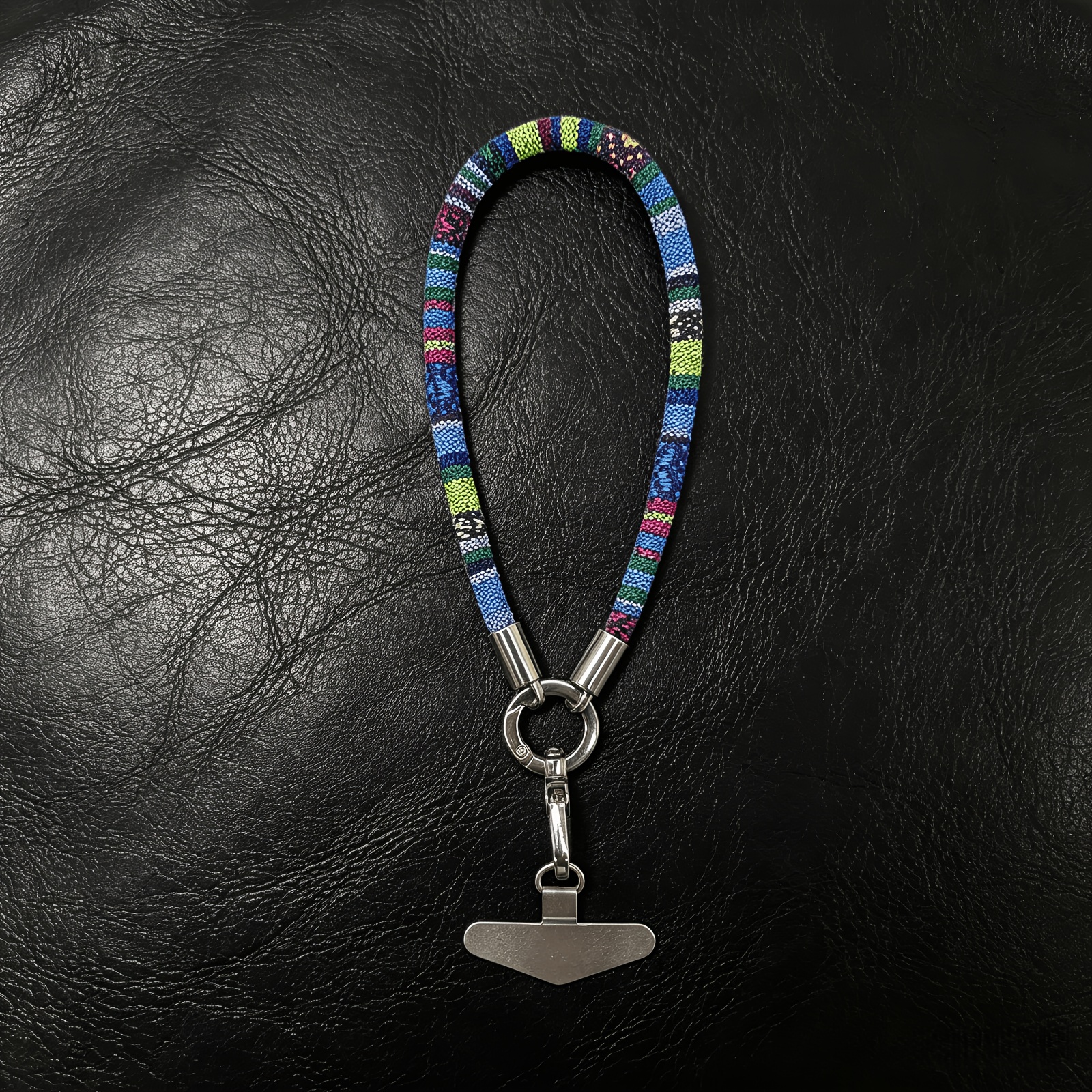 TEMU 1pc Bohemian Style Multicolor Woven Fabric Phone Lanyard, Wristband Anti-loss Chain, Outing Non-collision Style All- Pendant Universal Style