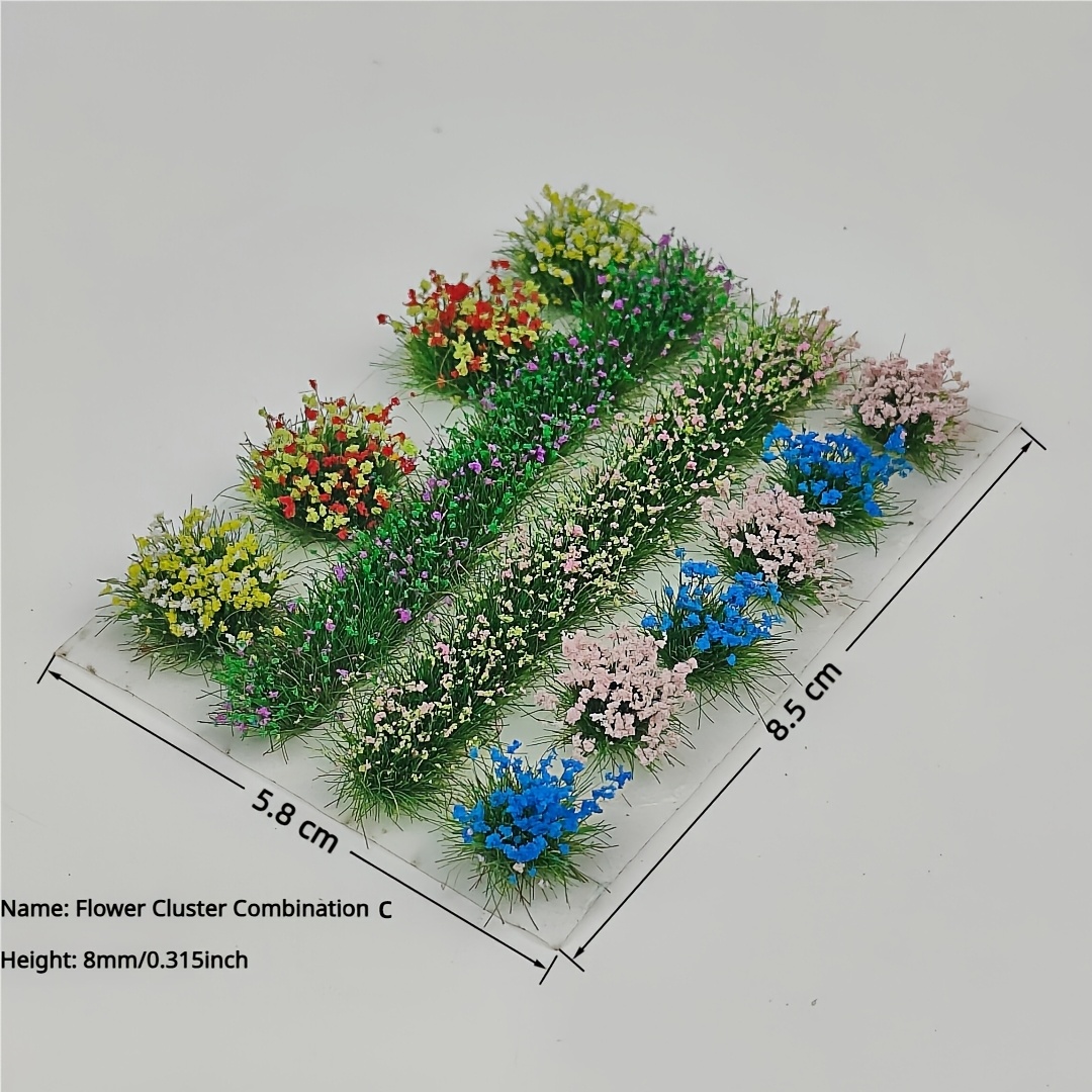 TEMU Mixed Color Flower Cluster Set, Flower Cluster Model, Sand Table Building Materials, Static Flower Cluster Grass Cluster Model, Flower Cluster