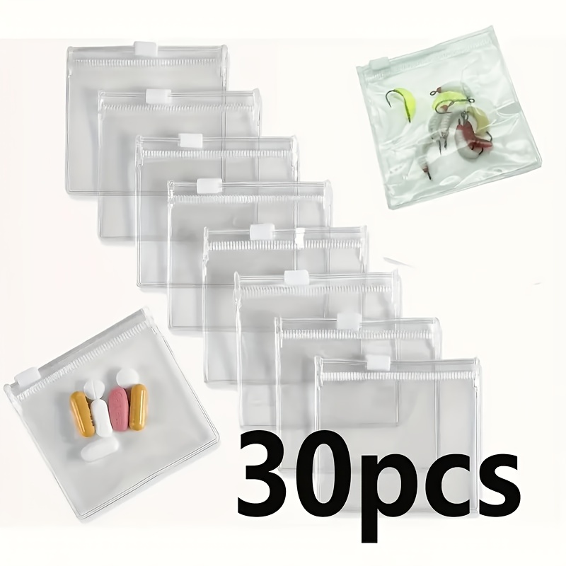 TEMU 30pcs Reusable Self-sealing Zipper Pouches - Clear Plastic Jewelry Organizer Bags With Zipper Closure, Portable Storage For Rings, Earrings,