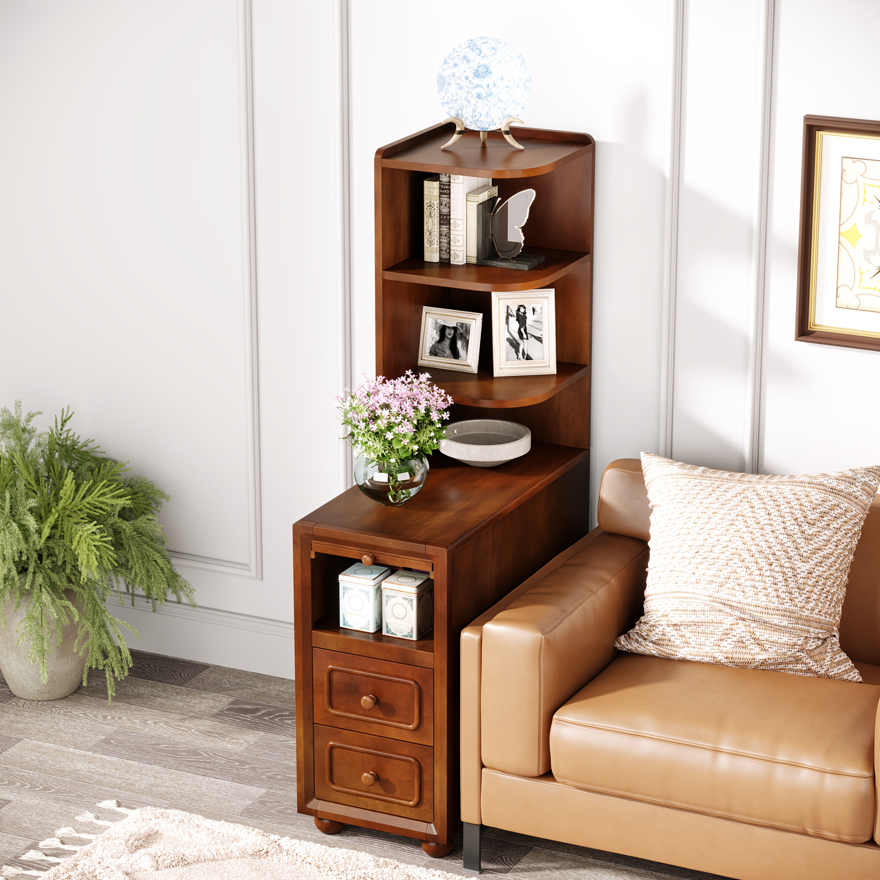 A Sleek Nightstand Made of Solid Wood in a Mid-Century Modern... product image 4