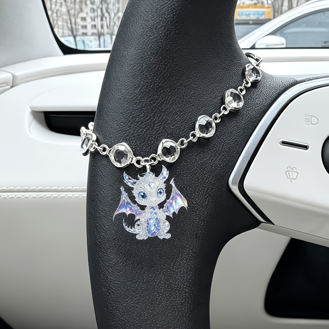 TEMU Niedliche Kleine Accessoire Kette Anhänger Auto Lenkrad Dekoration, Auto Ornament, und Elegante, Auto Innenraum Dekoration, Geschenk für Familie