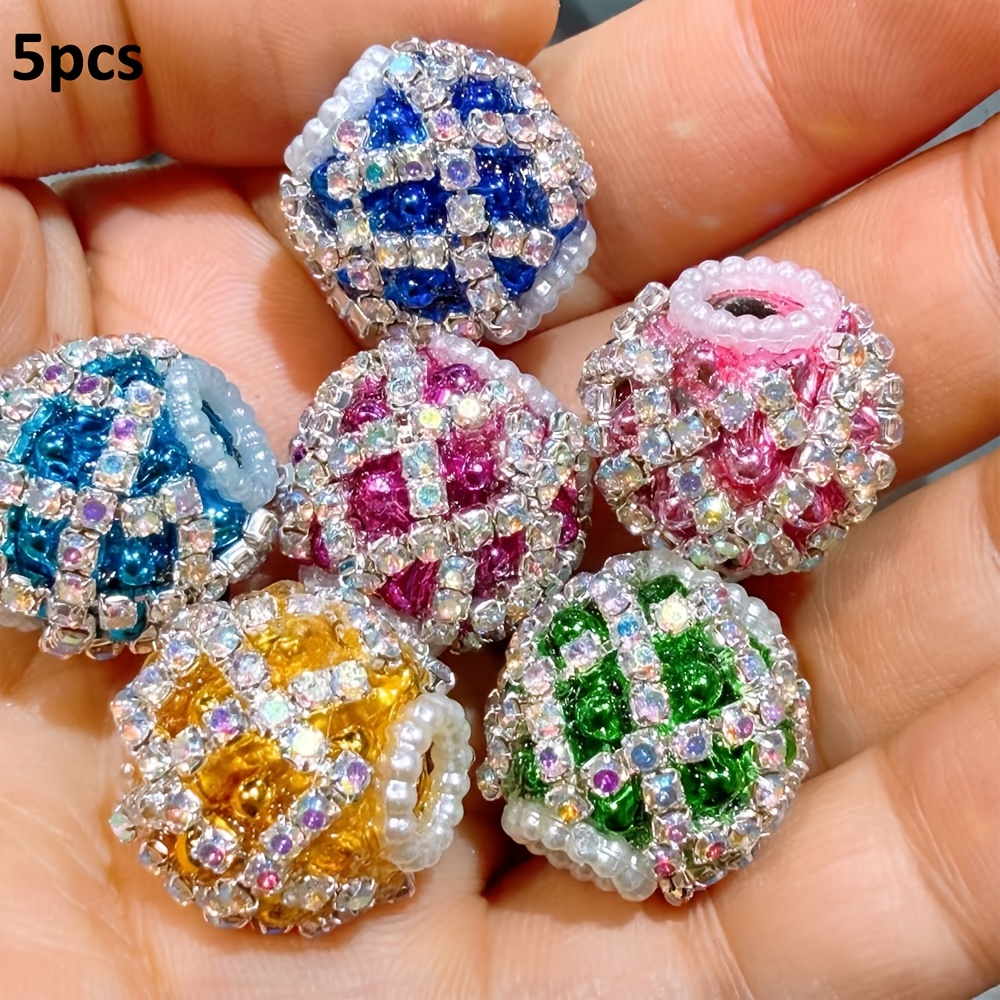 TEMU 5pcs New Hollow Snowflake Straight-hole Beads, Random Mixed Colors, Suitable For Diy Phone Charms, Keychains, Bag Chains, And Other Handmade