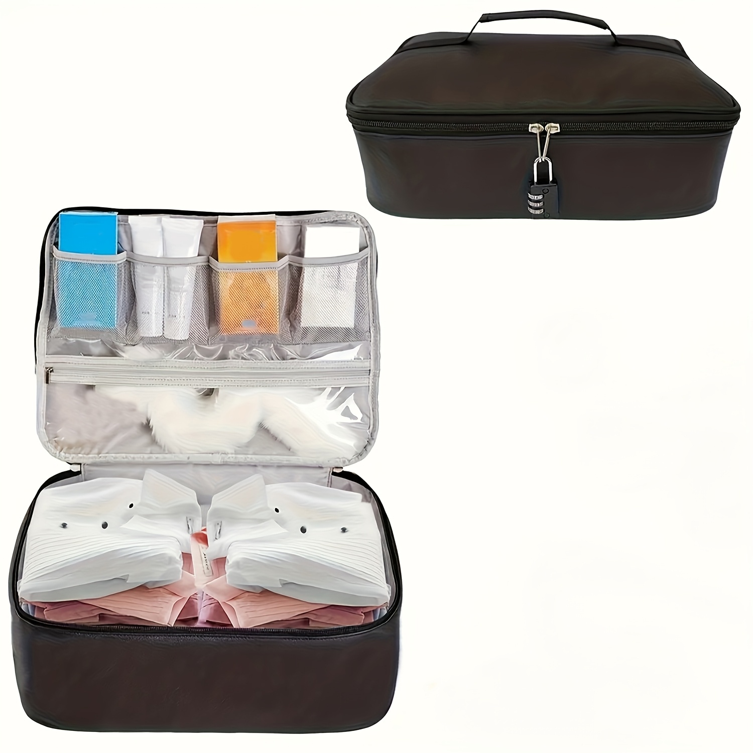 Large Discreet Storage Bag With 2 Locks 2-layer Private Organizer Bag Box For Women And Men Zipper Lid Discreet Lockable Storage Case For Personal Items