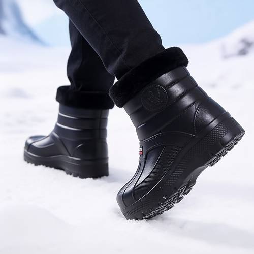 winter 1pc molded high quality snow boots with thickened plush lining for slip resistant wear resistant and thick soled winter ankle boots