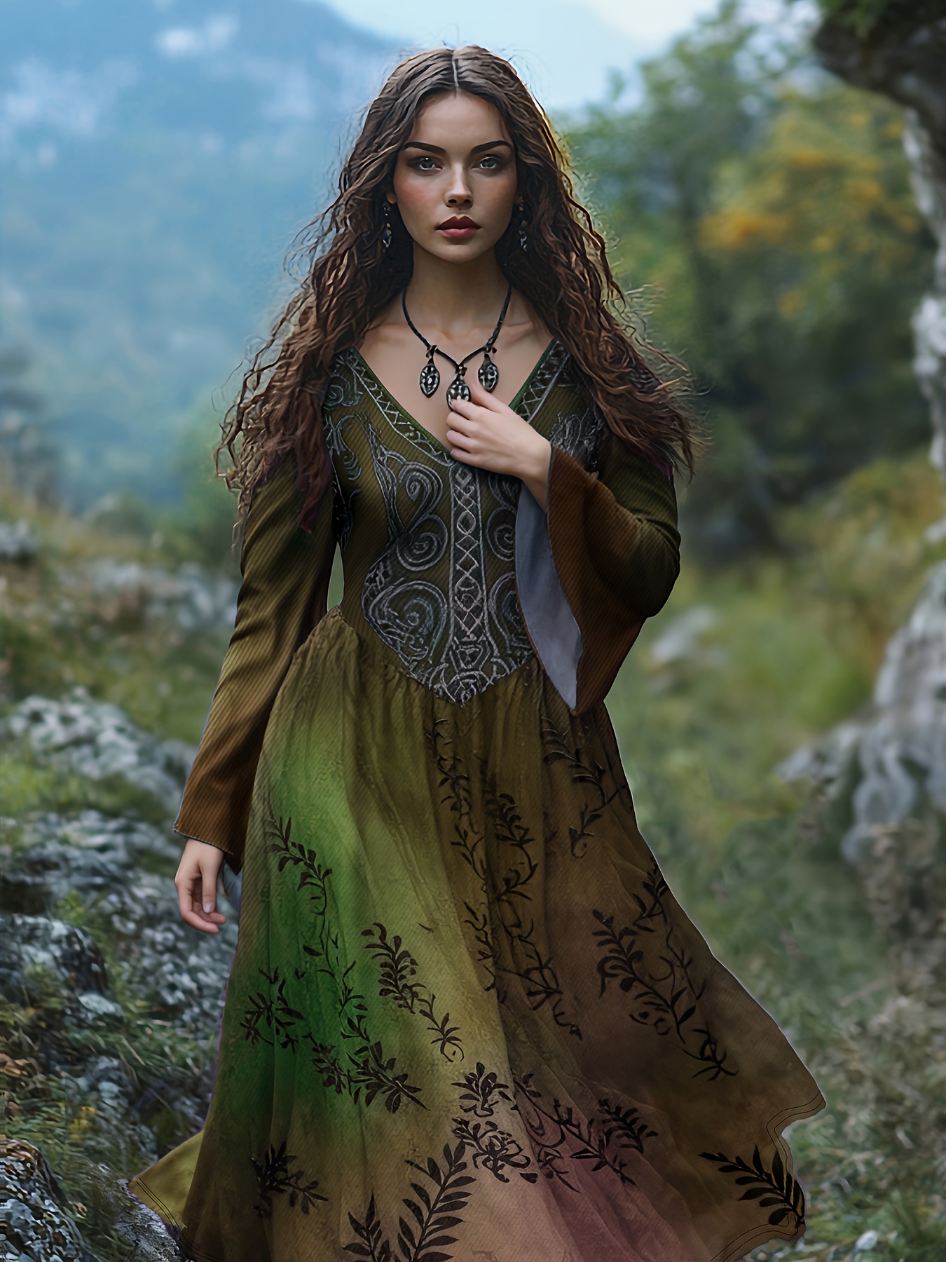 green emerald velvet dress Viking Apron Dress, Blue