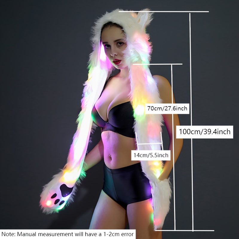 led light up hat scarf combo warm fashionable accessory for parties and concerts battery powered aa batteries not included details 0