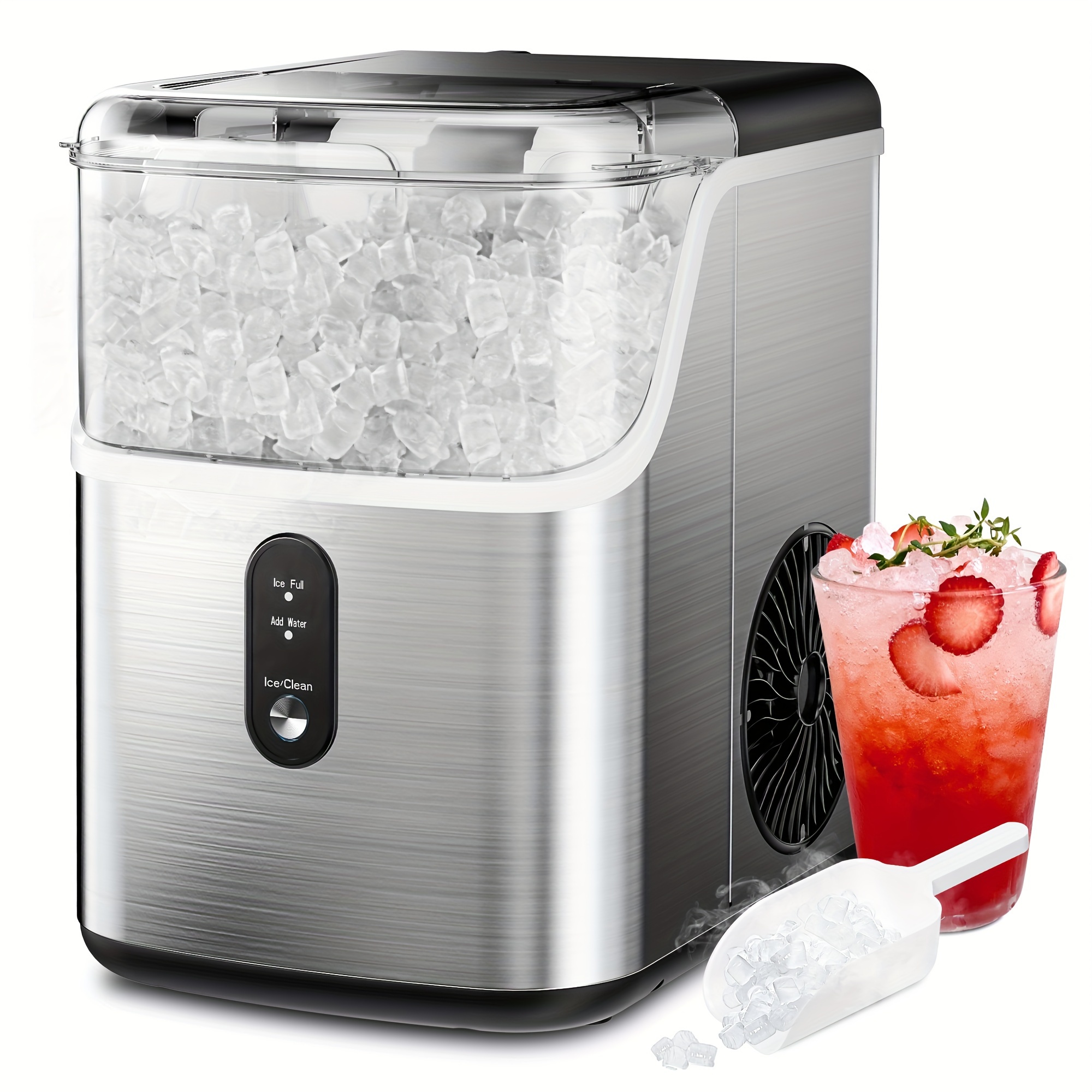 

Icyglee Countertop Ice Makers, Pebble Ice Making 35lbs Ice , Self-cleaning Ice Generator With Ice And Basket, Ideal For Home/kitchen/office Use (stainless Steel)