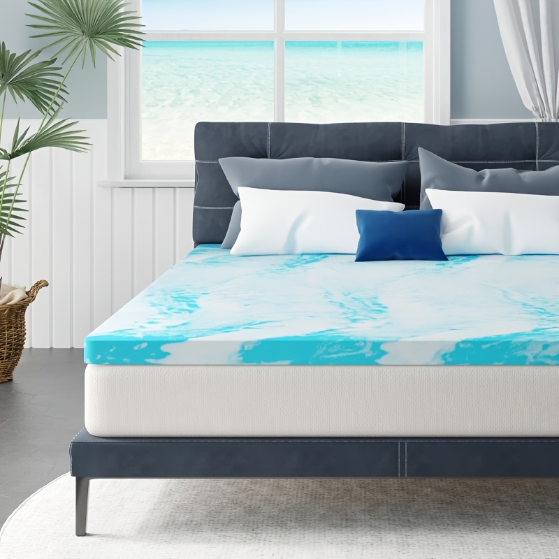 TEMU Mattress Topper 2 Inch Mattress Topper With Gel Infusion, Cooling Mattress Pad In A Box
