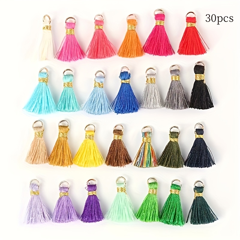 Image of 30pcs Colorful Tassel Mini Handmade Jewelry Tassels Charms For Earrings Necklace Making And Other Art Materials