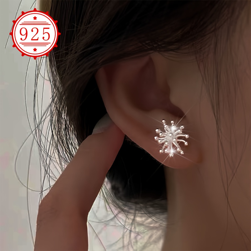 925 Silver Dandelion Fireworks Ear Studs Pair Pack