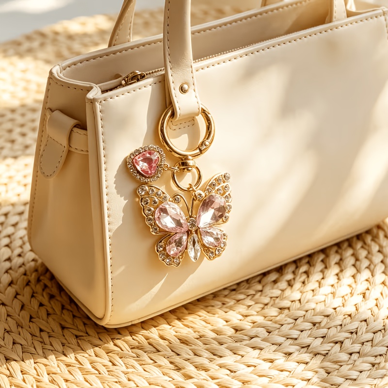 TEMU Portachiavi a forma di cuore con , ciondolo per borsa con strass, ciondolo per chiavi 'auto, accessorio per borsetta, piccolo regalo