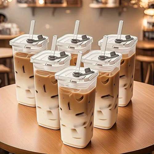of 2 or glass mugs with covers convenient for drinking ideal for coffee with glass lids and straws great gifts for cup enthusiasts for use at home in school and outdoors