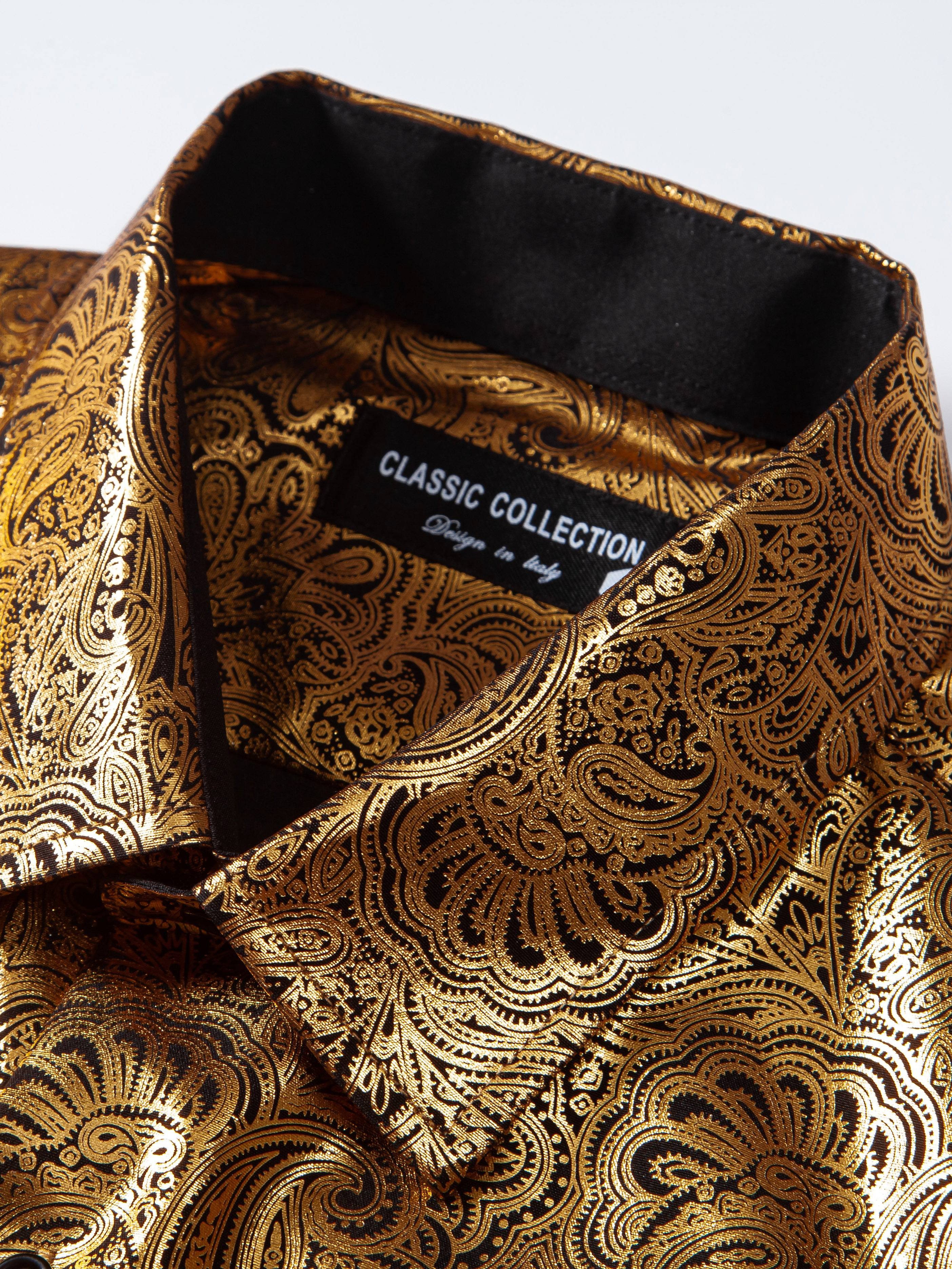 slim fit dress slacks Rose Golden Solid Satin Men's Long Sleeve Dress Shirt, S