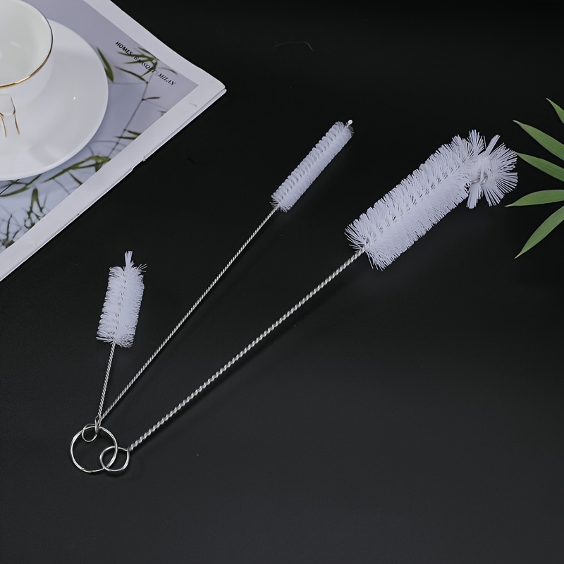 TEMU 304 Stainless Steel Cleaning Brush 3pcs Set Teapot Cup Cleaning Tool Brush Straw Brush Kitchen Multifunctional Cleaning Artifact