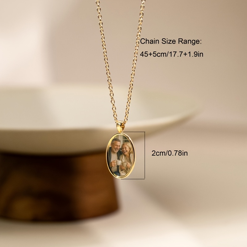 Personalized Custom Round Tag Photo Pendant Necklace