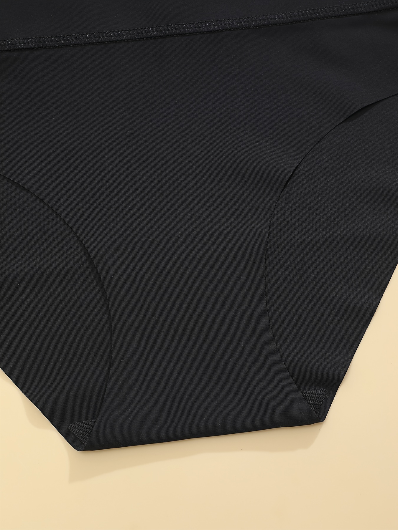 Solid Color High-Waisted Panties, Seamless Daily Comfort Briefs