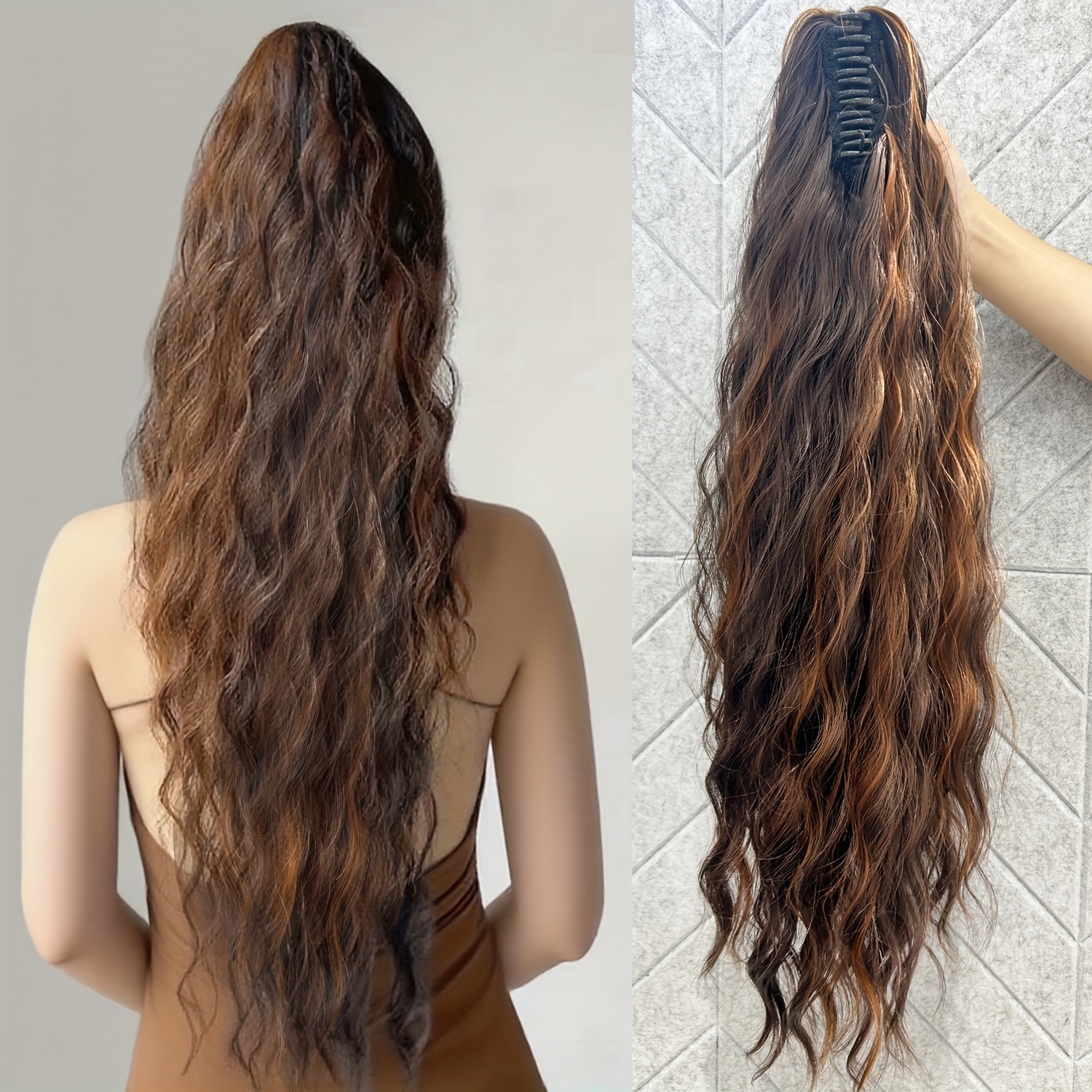 TEMU Extensión de coleta de cabello sintético con diseño de agua, para mujeres que buscan postizos versátiles