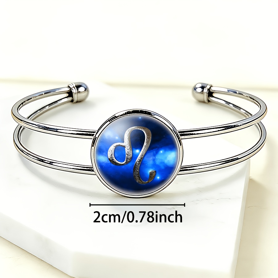 Adjustable Open Bangle with Round Time Gemstone Inlay