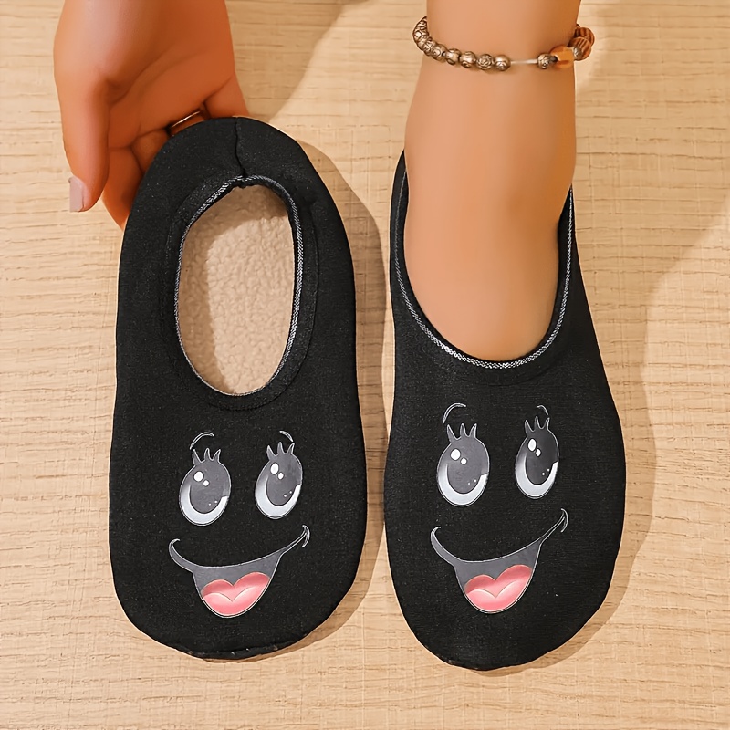 TEMU Pantuflas de casa para mujer de puntera ancha para con cara alegre de moda, adelgazantes, cómodas, de elasticidad, casuales de interior, de