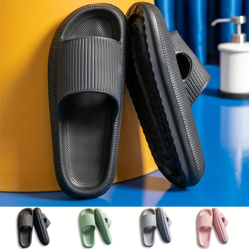 

Simple Solid Color Slides, Casual Open Toe Soft Sole Shoes, Comfortable Indoor Home Bathroom Slides